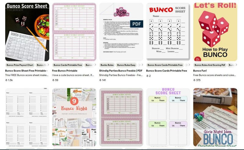 bunco score sheets of pinterest