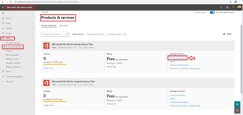 cancel microsoft 365 subscription