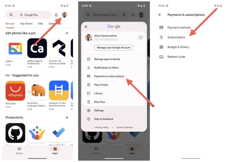 cancel pdfFiller subscription on playstore