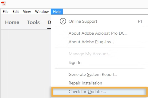 check for updates adobe acrobat