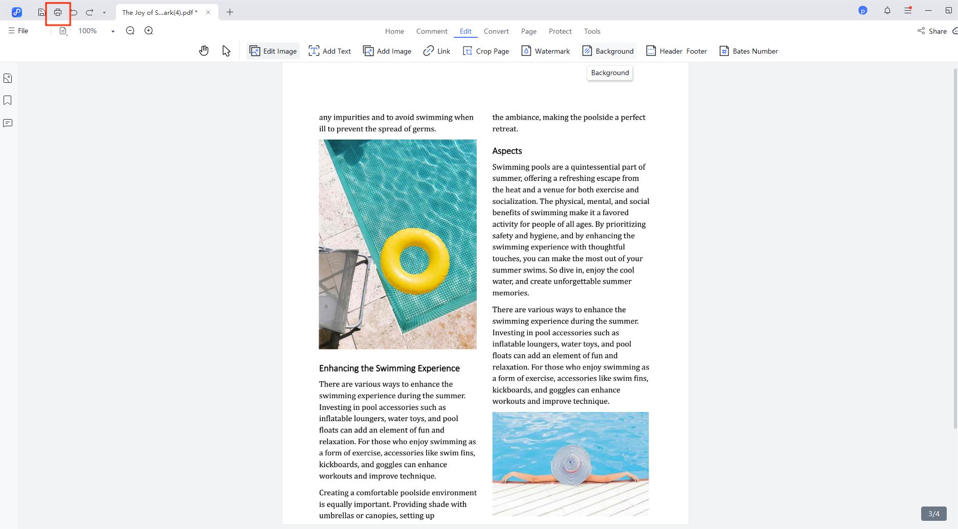 choose print button of pdnob