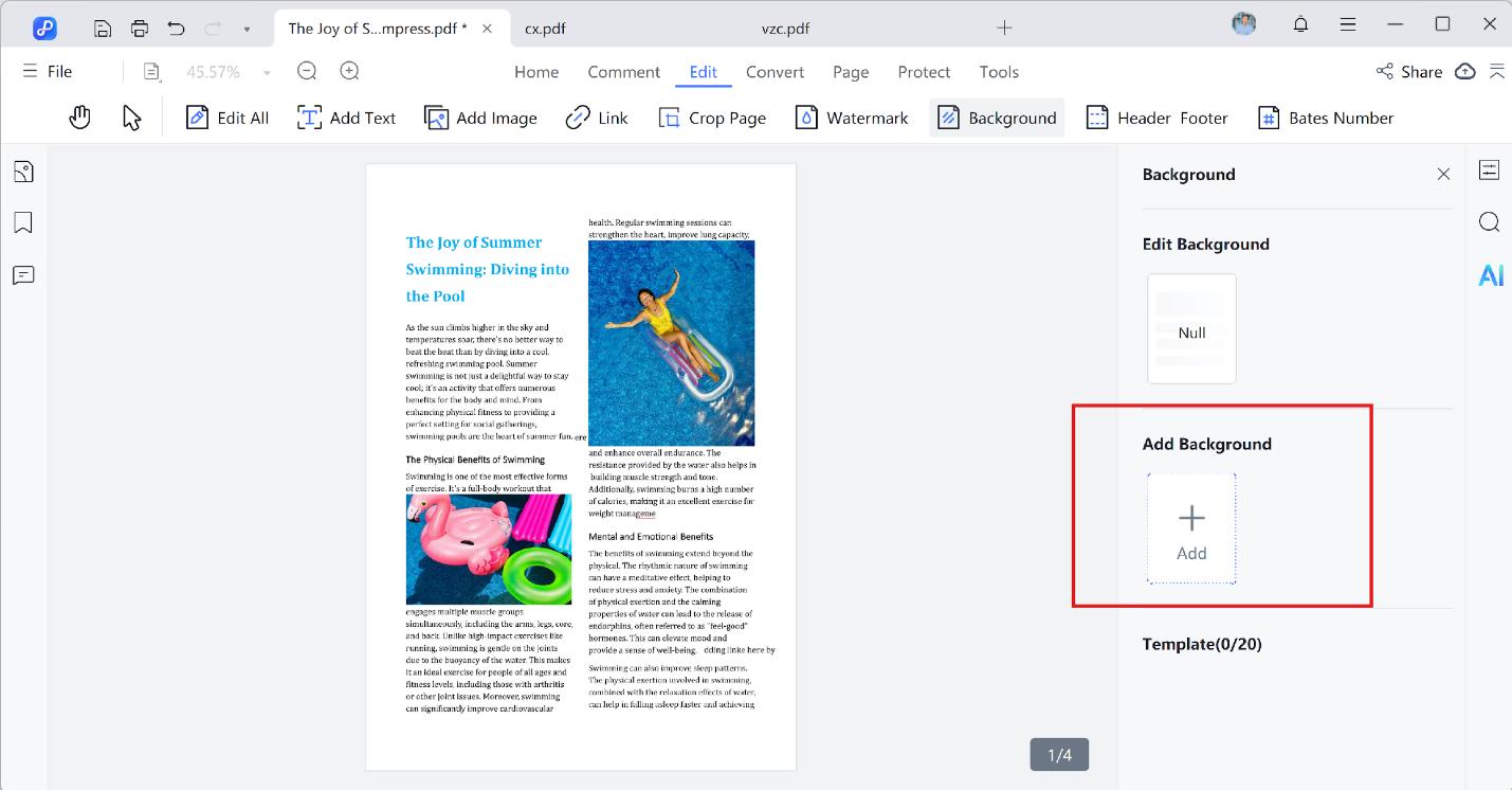 how to change pdf background color in pdnob