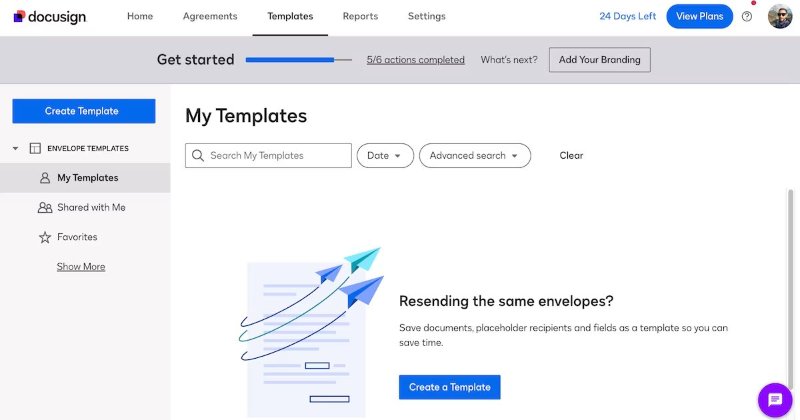 : click create a template