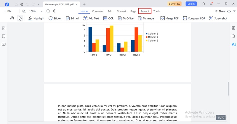 Click on the Protect