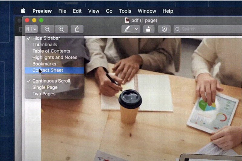 click the contact sheet