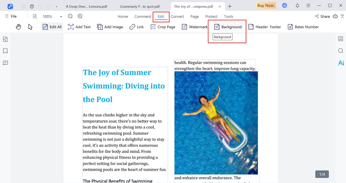 click the edit tab of pdnob