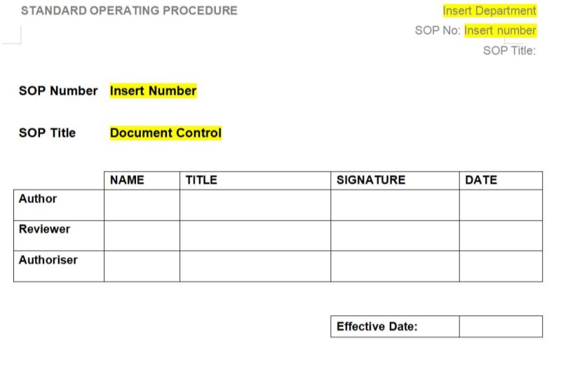 company policy sop template