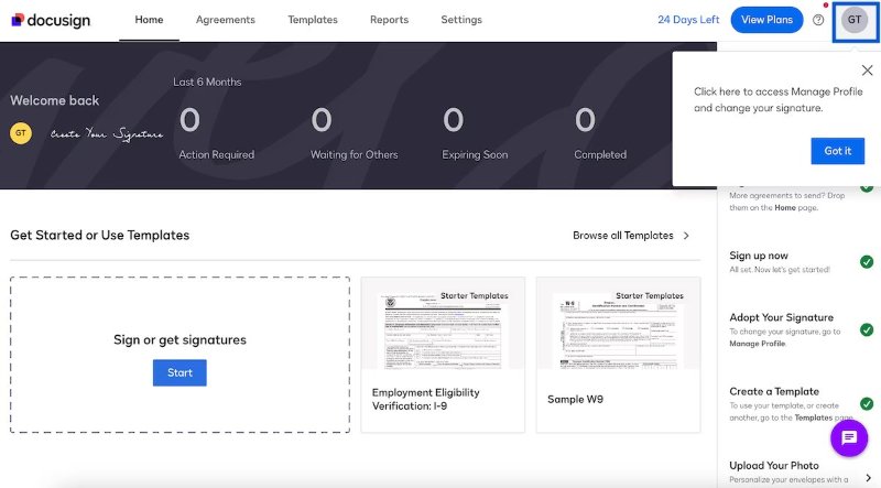 complete your ducusign account details