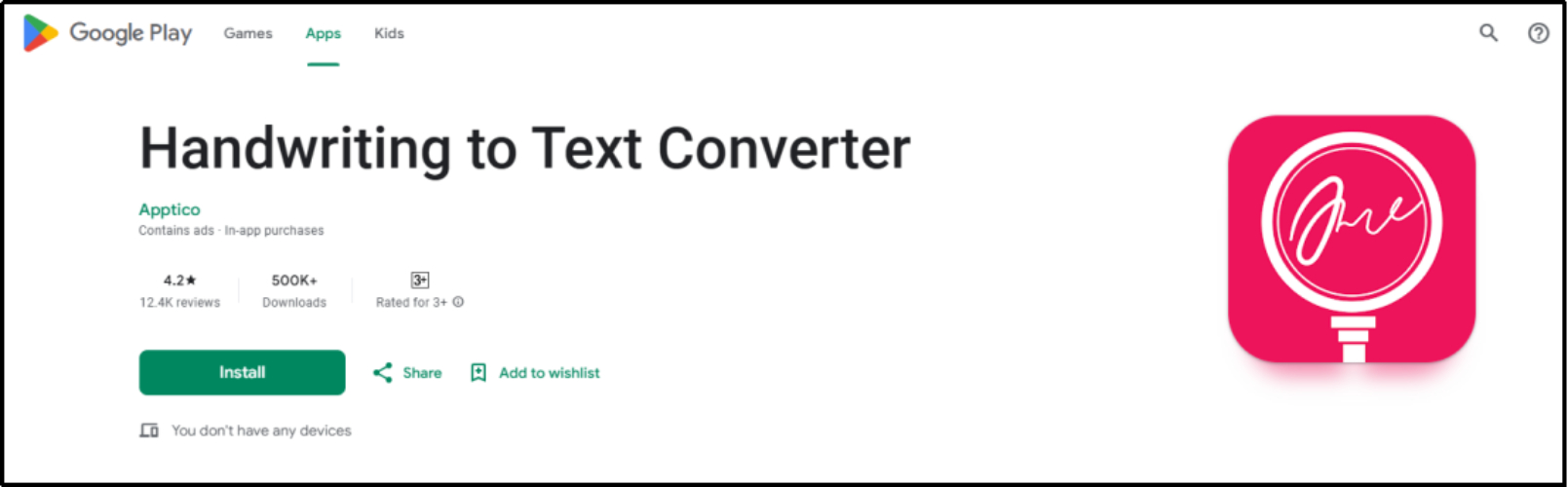 handwriting to text converter android app