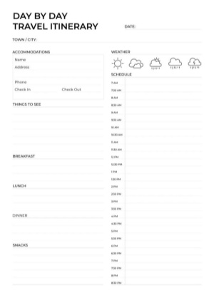 day-by-day travel itinerary template 