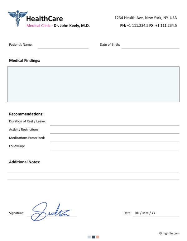 doctors note template