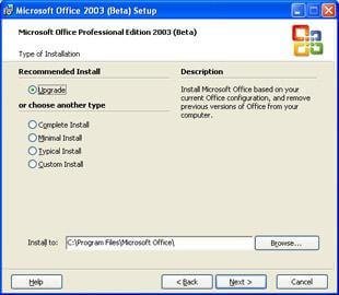 double click to install office 2003