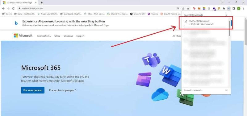 descarga el archivo de microsoft para iniciar