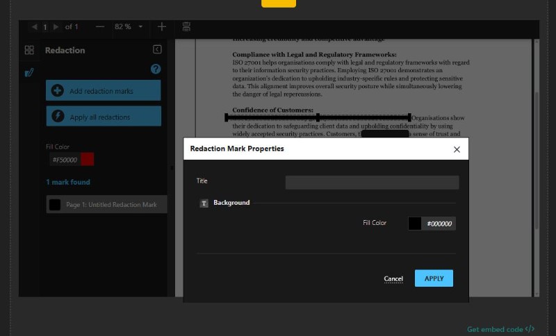 調整PDF密文標記樣式