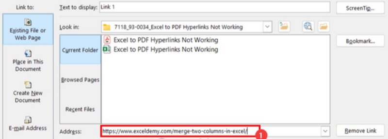 excel to pdf hyperlinks not working