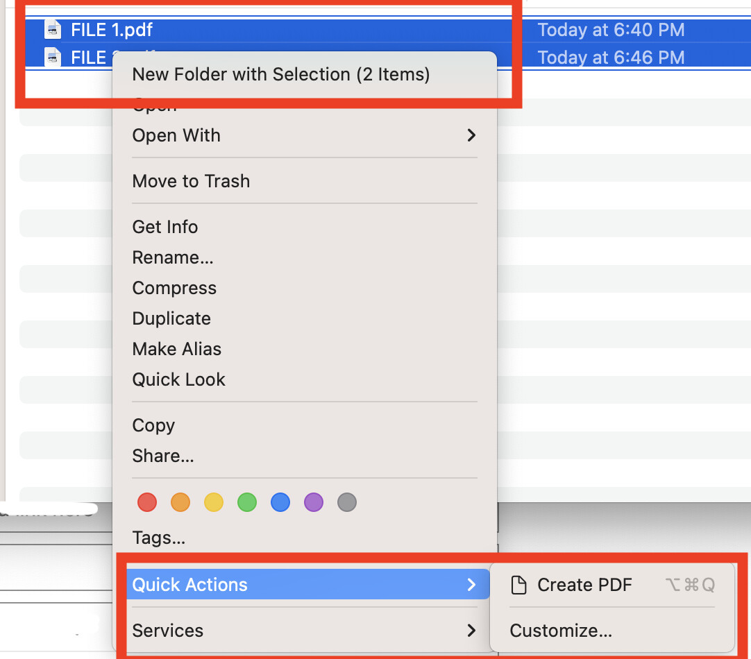 finder create pdf