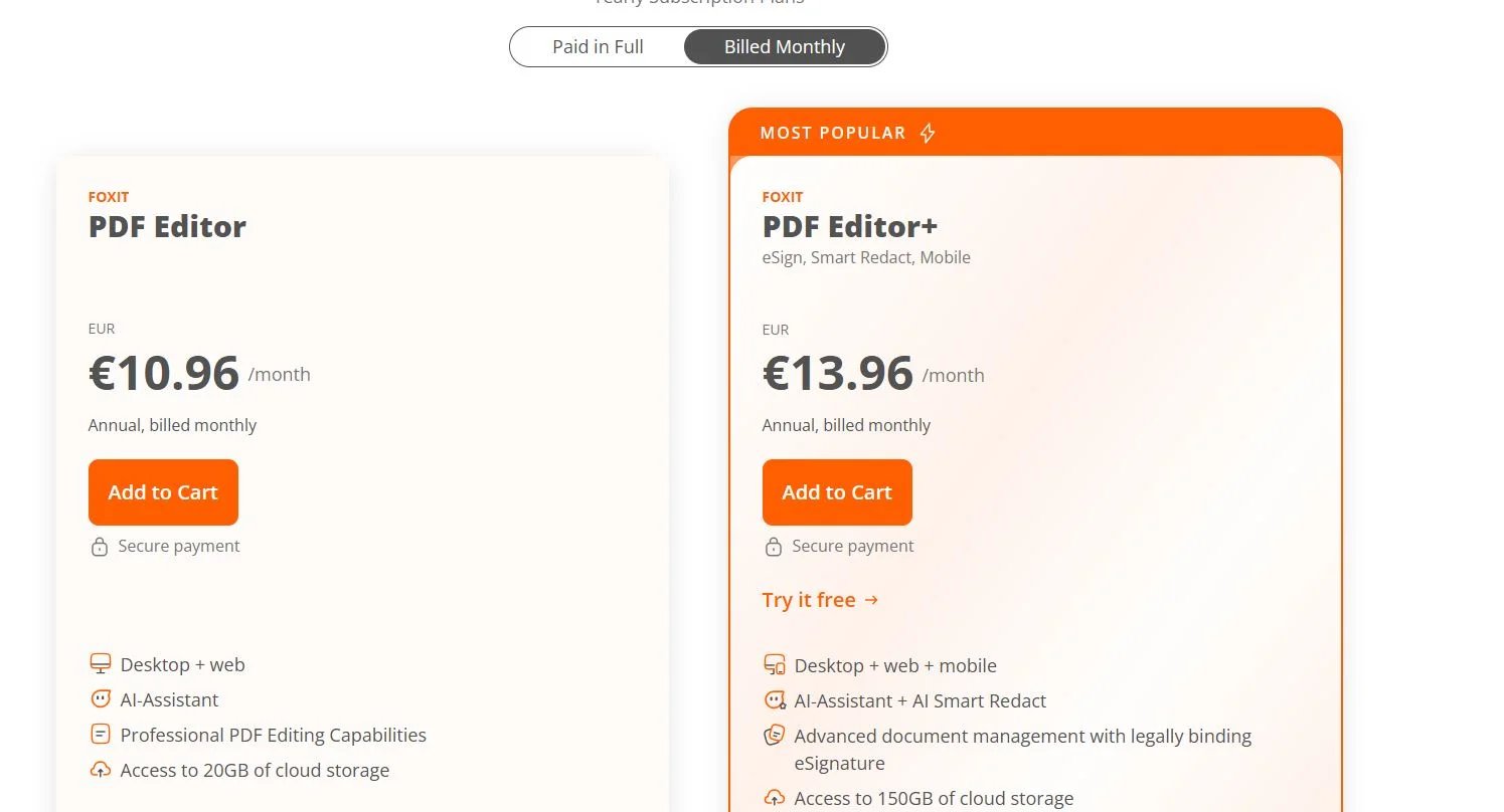 monthly payment plan for pdf editor