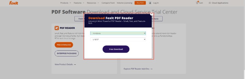 foxit pdf reader download page