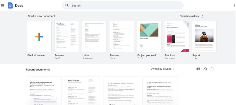  free google docs resume templates