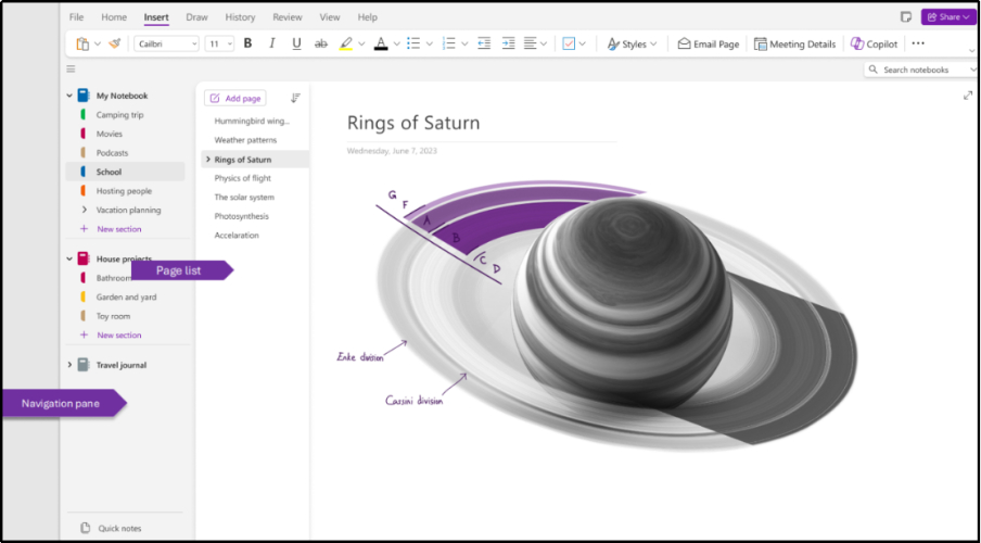 microsoft onenote interface