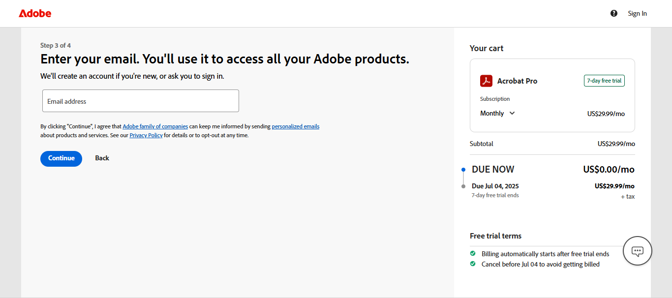 get adobe acrobat free trial