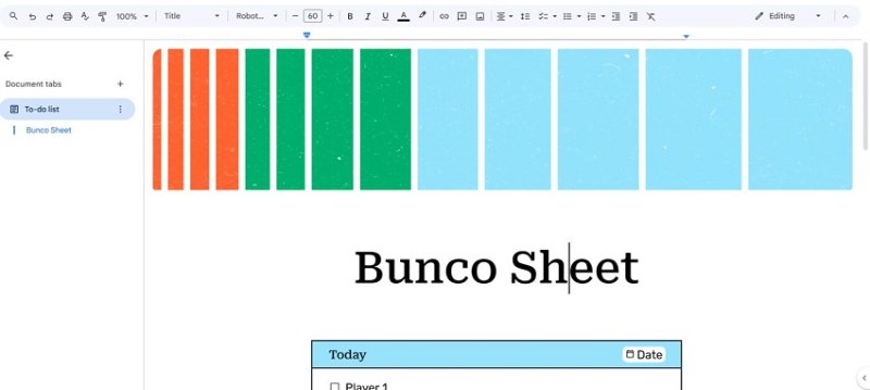 google bunco score sheets
