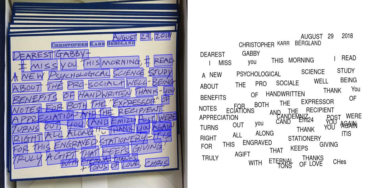 Google雲端視覺 API 手寫 OCR 結果