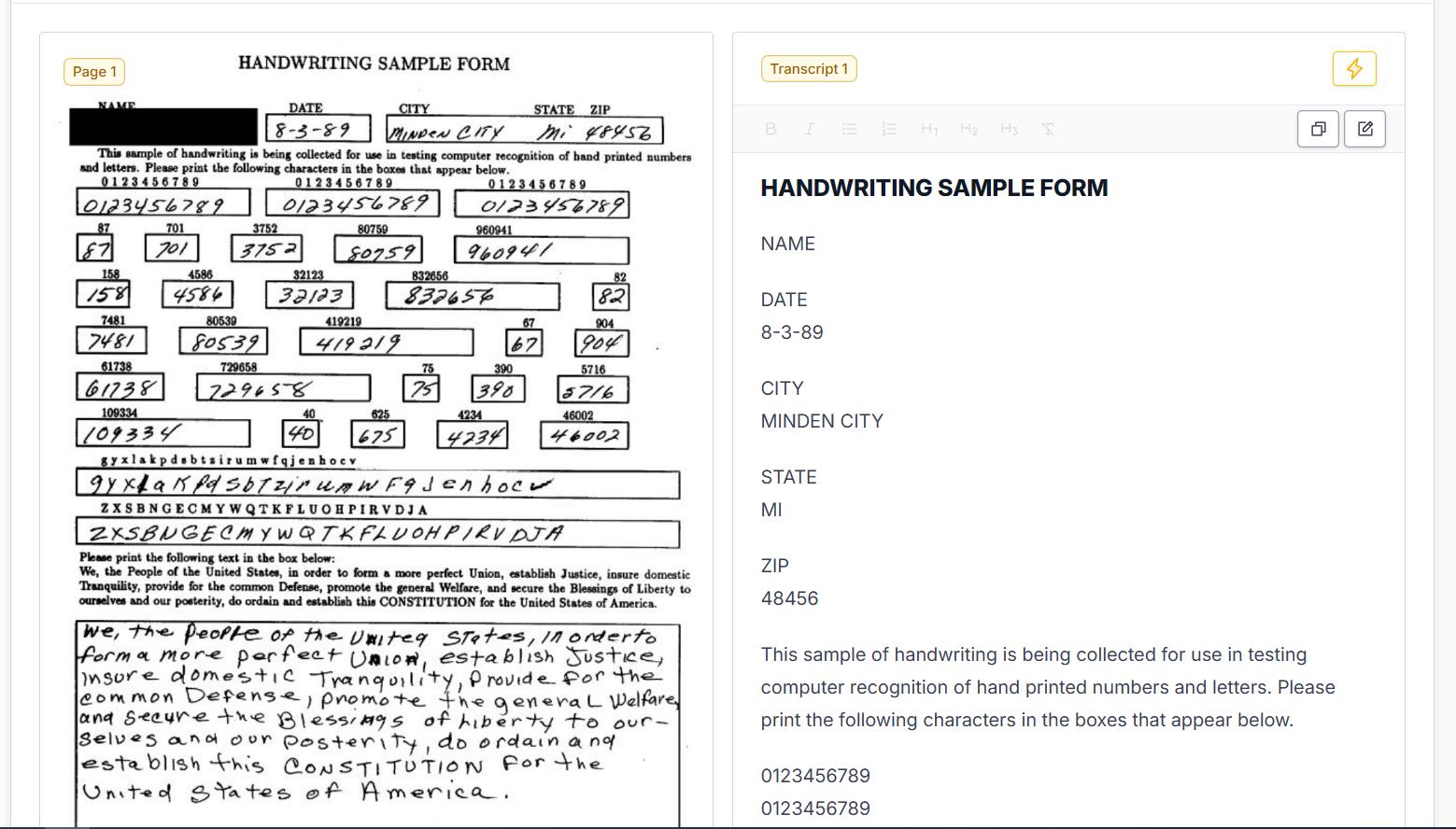 handwritingocr accuracy comparison