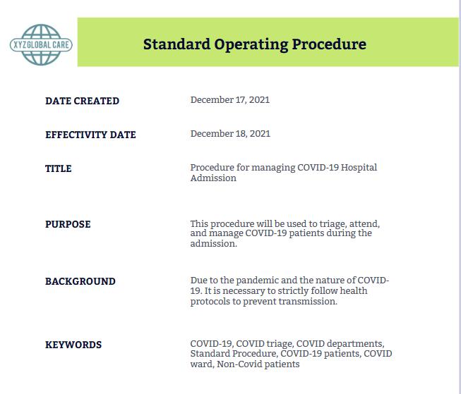 healthcare sop template