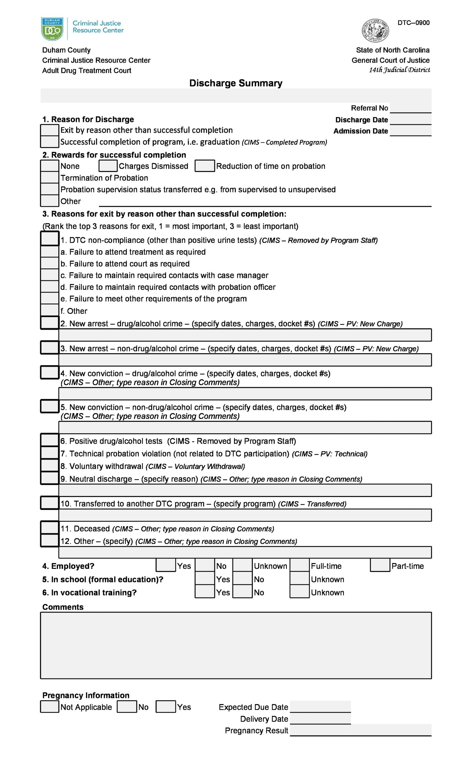 hospital discharge summary sample