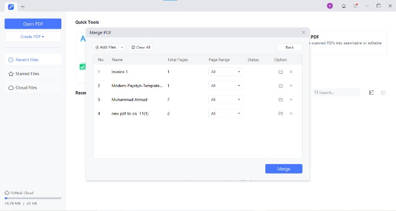 how to combine pdfs via Tenorshare PDNob step 3