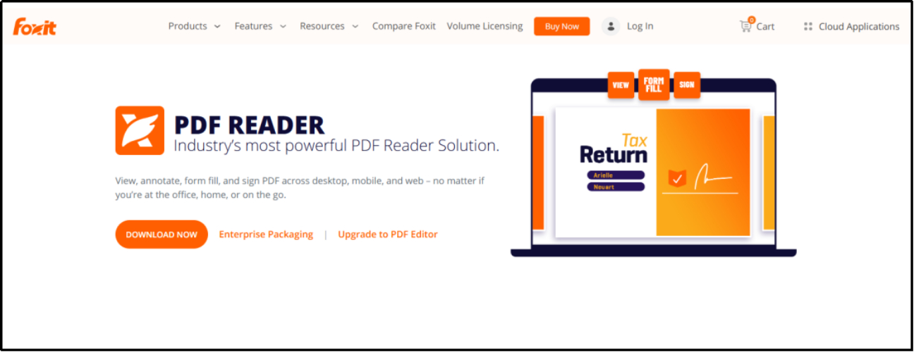 foxit pdf reader download page