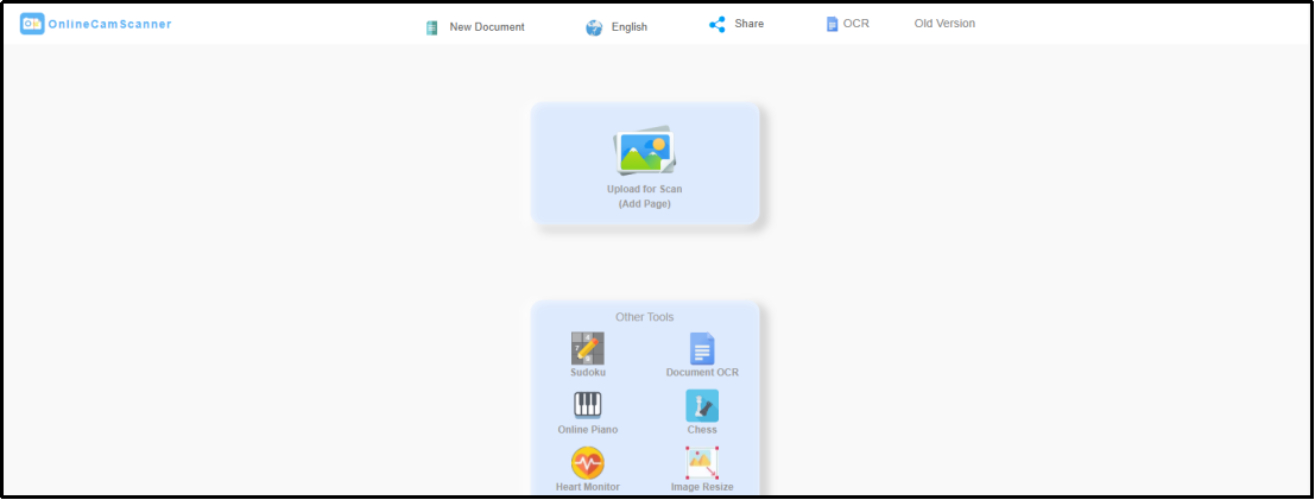 online cam scanner tool interface