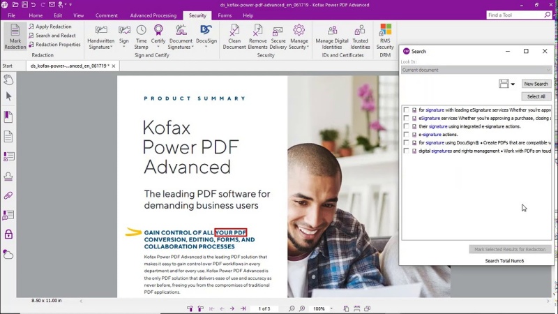 how to redact in kofax power pdf