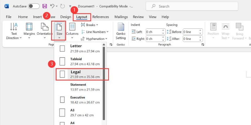 how to scale the document to the legal paper size in word