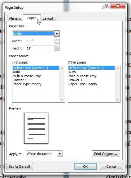 how to scale the word document to the legal paper size