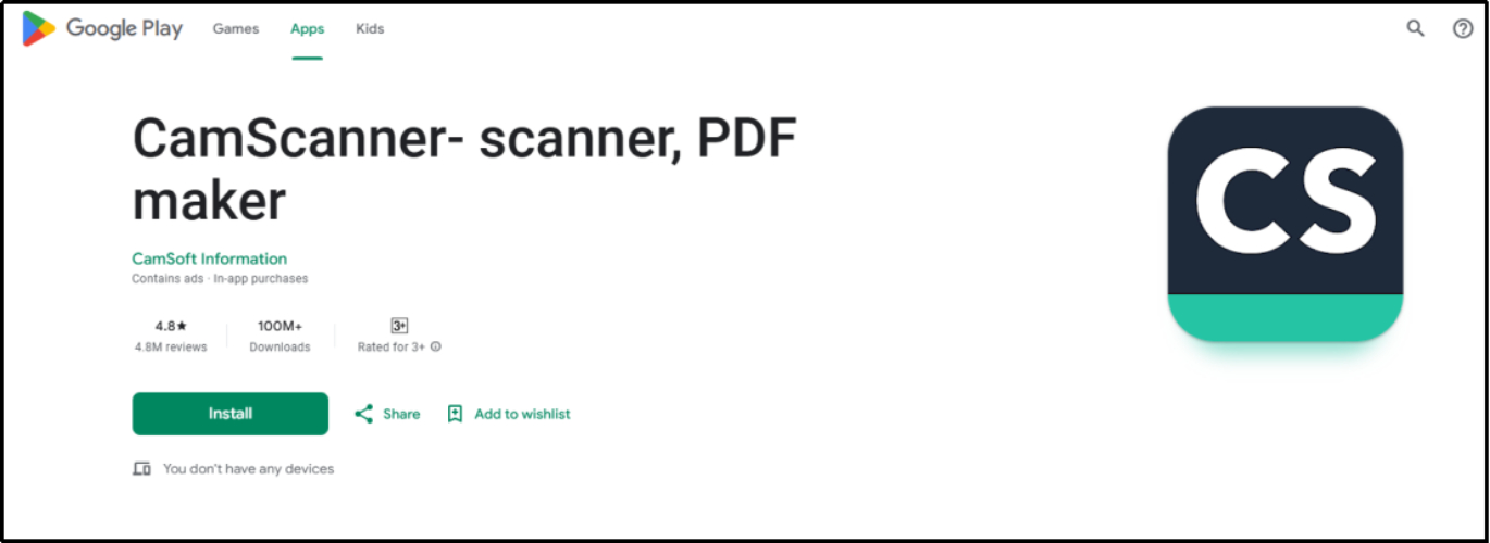 how to scan id card with camscanner android application