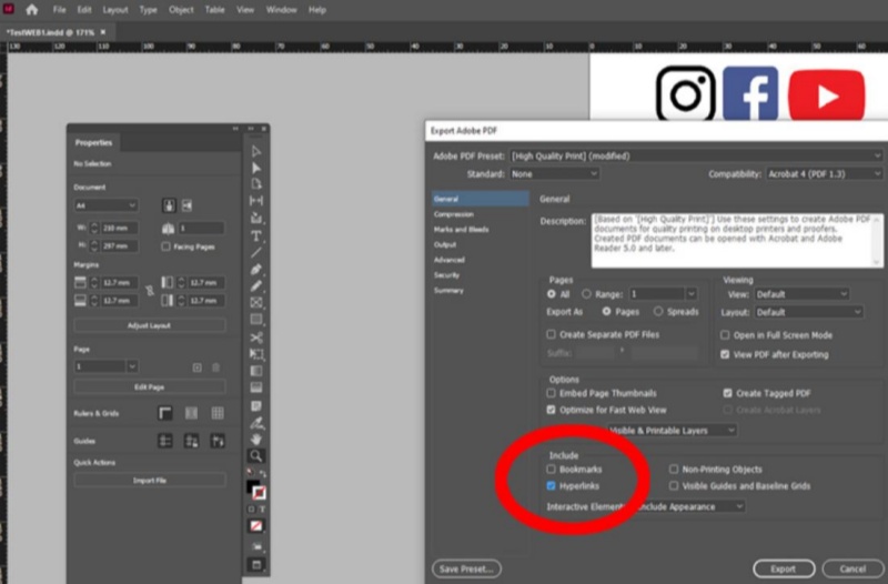 indesign hyperlink not working in pdf