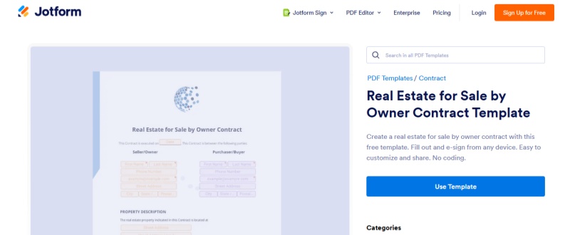 jotform for sale by owner contract