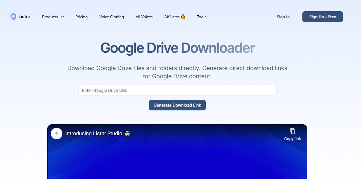 descargar archivos de drive con listnr