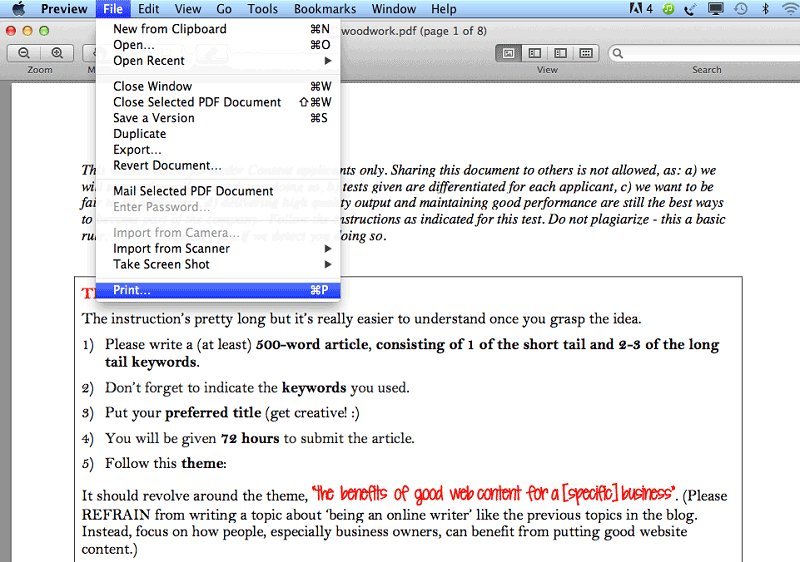 用Mac列印Word為PDF