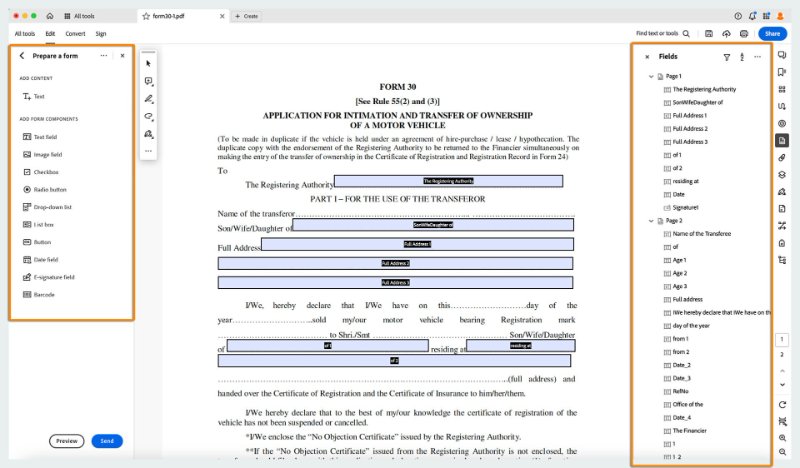 make a fillable pdf in adobe