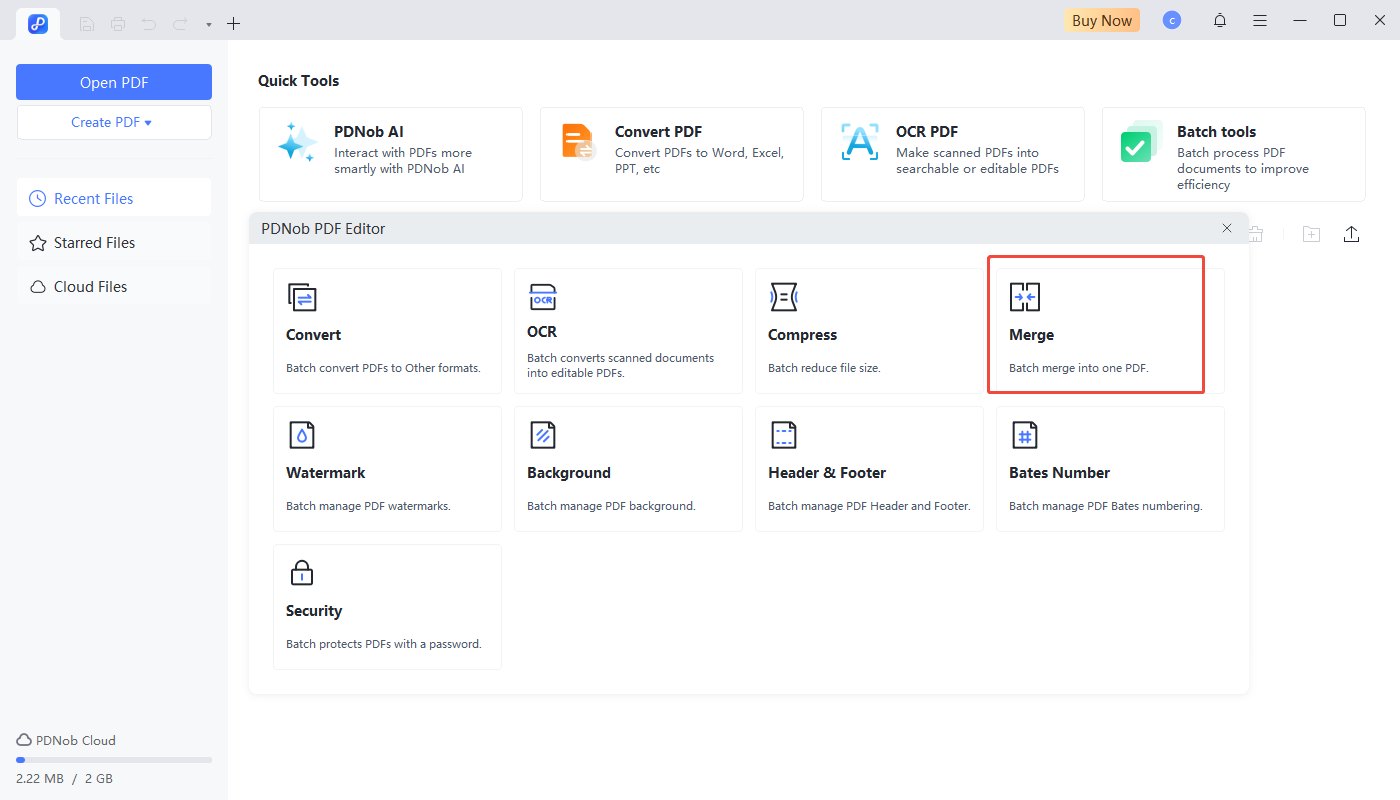 merge pdf on pdnob