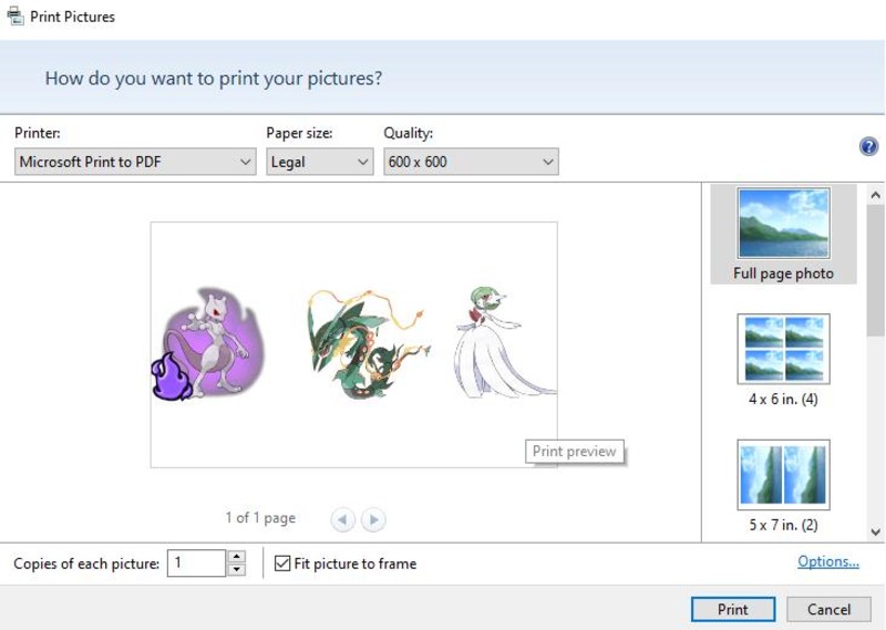 microsoft print pictures settings