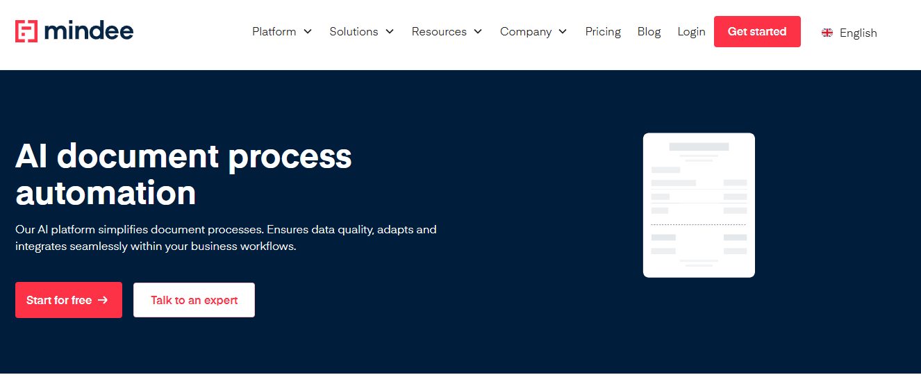 mindee invoice recognition software