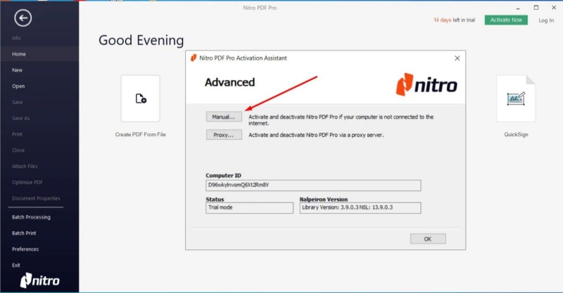  nitro pro manual activation 