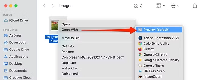 eopen image in preview