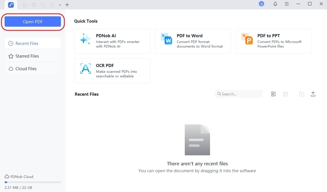 open pdf file in pdnob