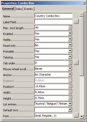 openoffice form settings