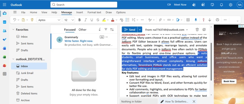 Oulook Highlight Text